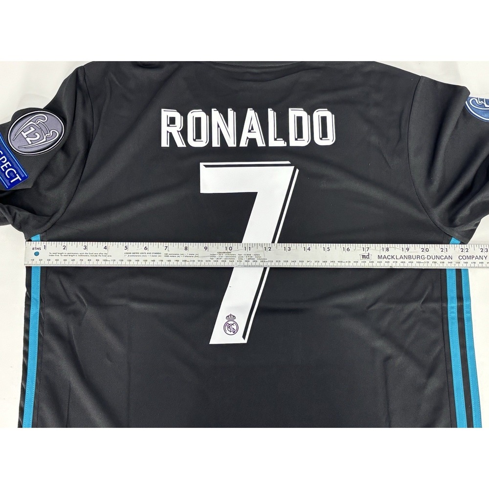 Real Madrid Adidas Away Kit Jersey Mens Black Cristiano Ronaldo Climacool XL NEW - Picture 2 of 14
